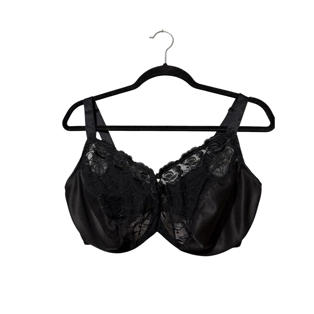 Wacoal 851122 Bra 38DDD Black Lace Full Coverage Underwire Unlined